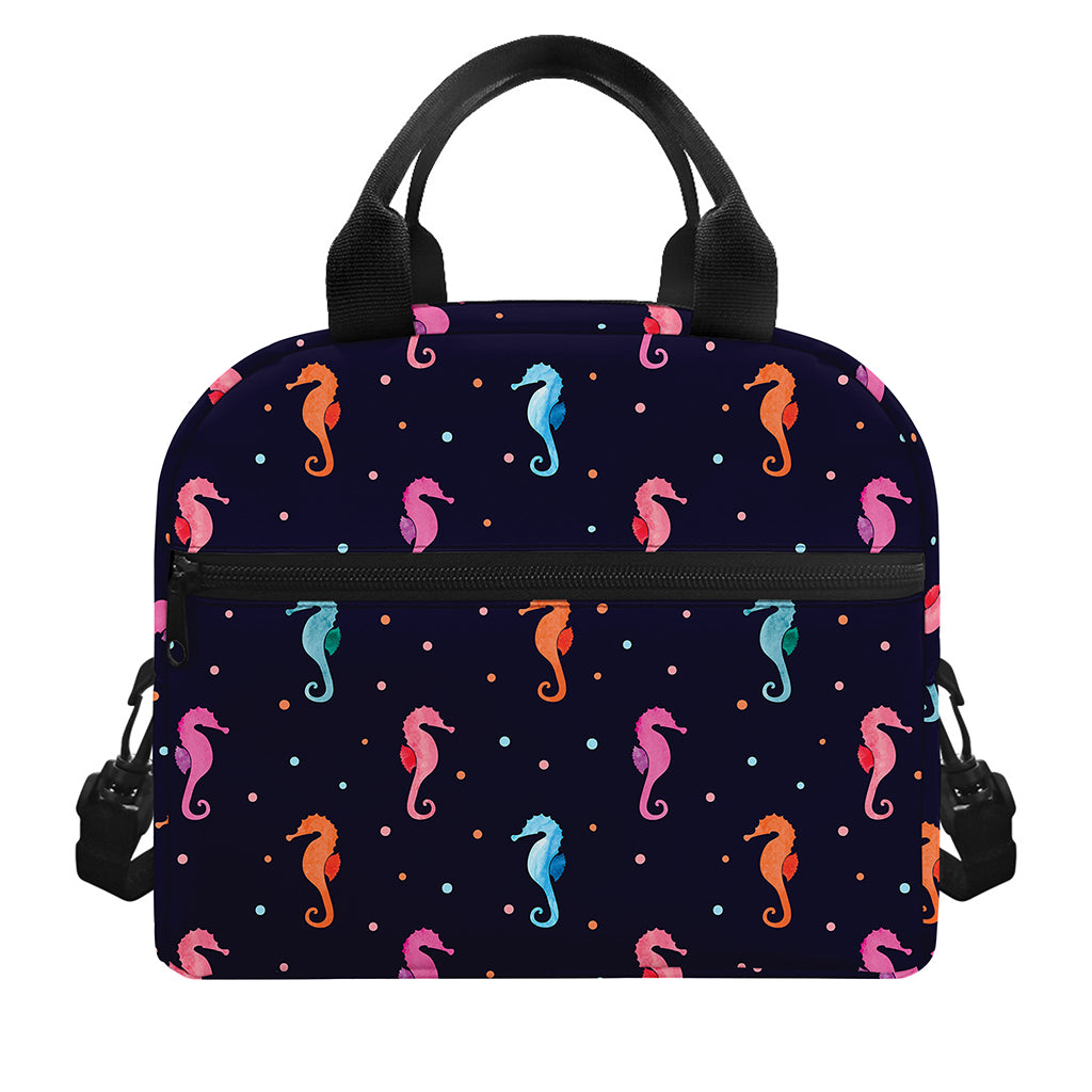 Colorful Seahorse Pattern Print Insulated Lunch Bag