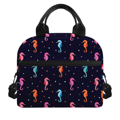 Colorful Seahorse Pattern Print Insulated Lunch Bag