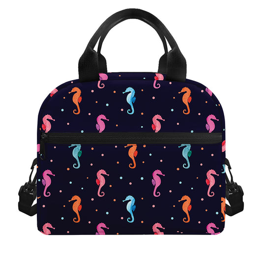 Colorful Seahorse Pattern Print Insulated Lunch Bag