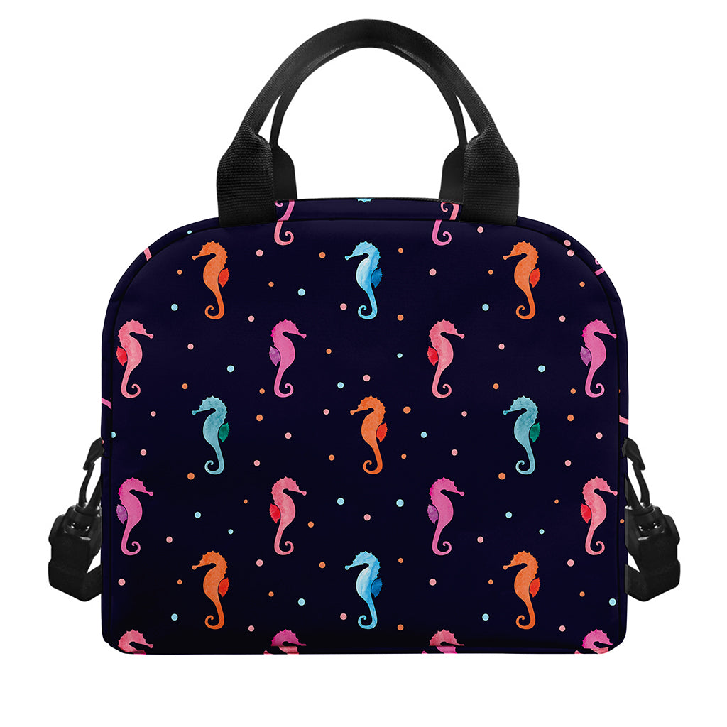Colorful Seahorse Pattern Print Insulated Lunch Bag