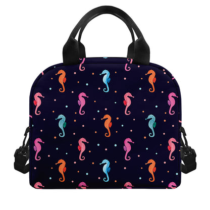 Colorful Seahorse Pattern Print Insulated Lunch Bag