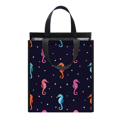 Colorful Seahorse Pattern Print Insulated Lunch Tote