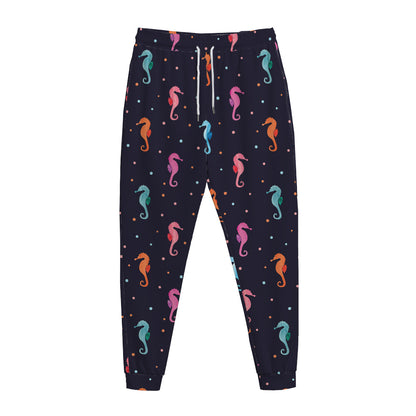 Colorful Seahorse Pattern Print Jogger Pants