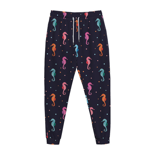 Colorful Seahorse Pattern Print Jogger Pants