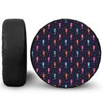 Colorful Seahorse Pattern Print Leather Spare Tire Cover