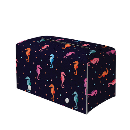 Colorful Seahorse Pattern Print Leather Tissue Box Cover