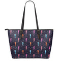 Colorful Seahorse Pattern Print Leather Tote Bag With Zipper