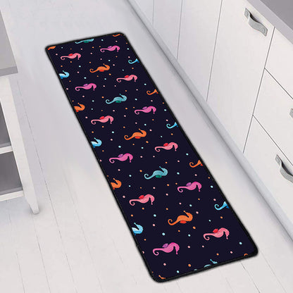 Colorful Seahorse Pattern Print Long Kitchen Mat