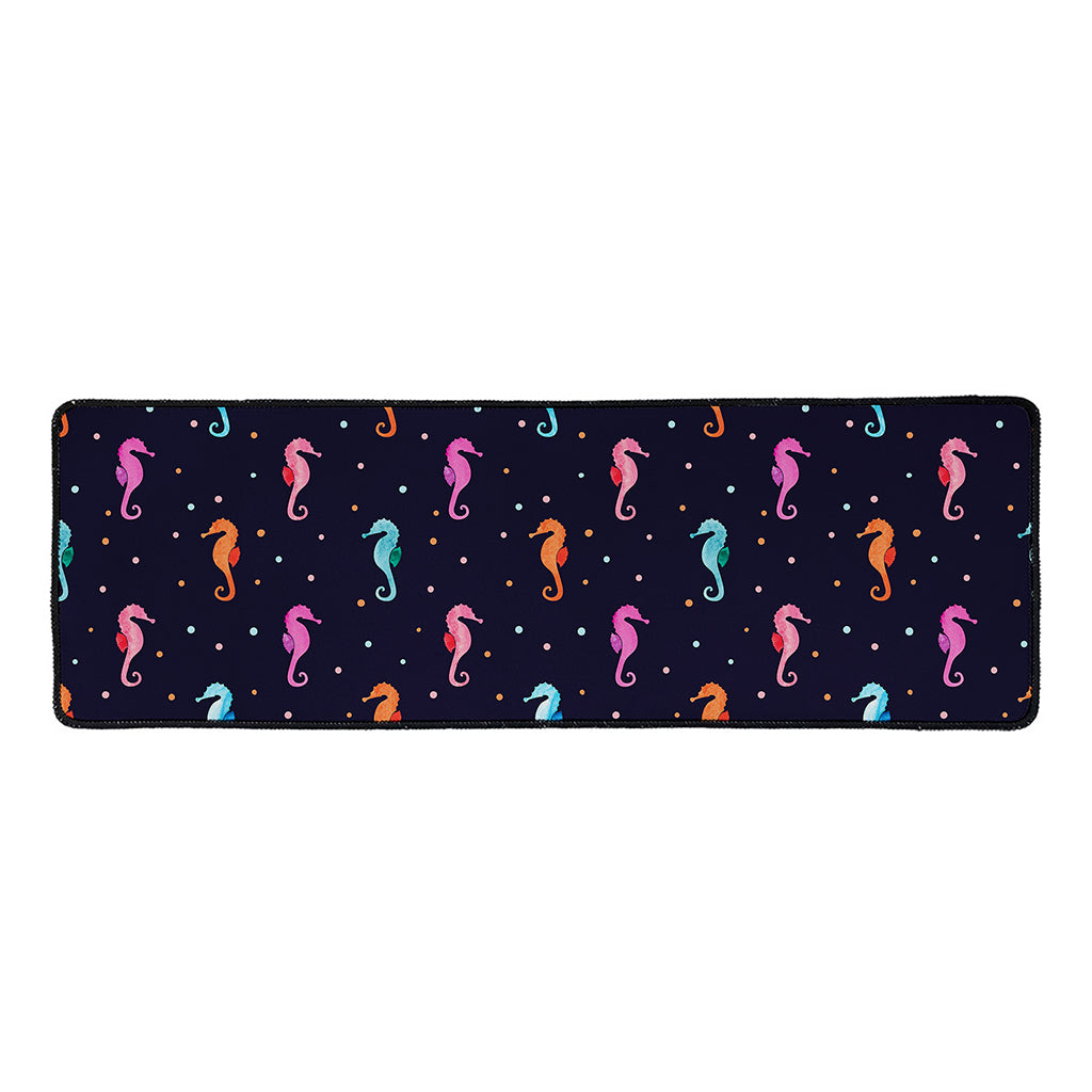 Colorful Seahorse Pattern Print Long Kitchen Mat