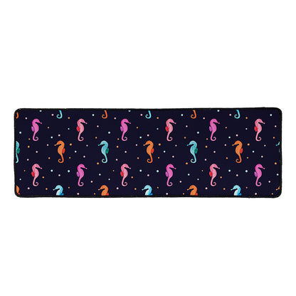 Colorful Seahorse Pattern Print Long Kitchen Mat