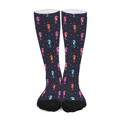 Colorful Seahorse Pattern Print Long Socks