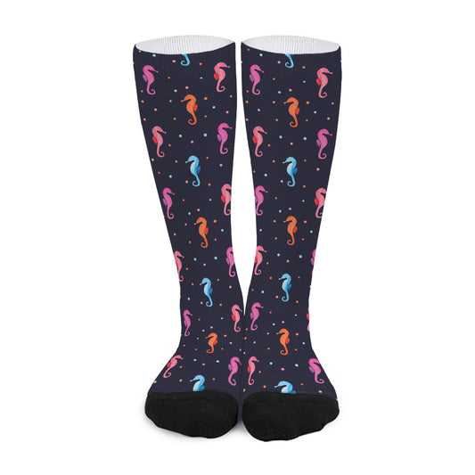 Colorful Seahorse Pattern Print Long Socks