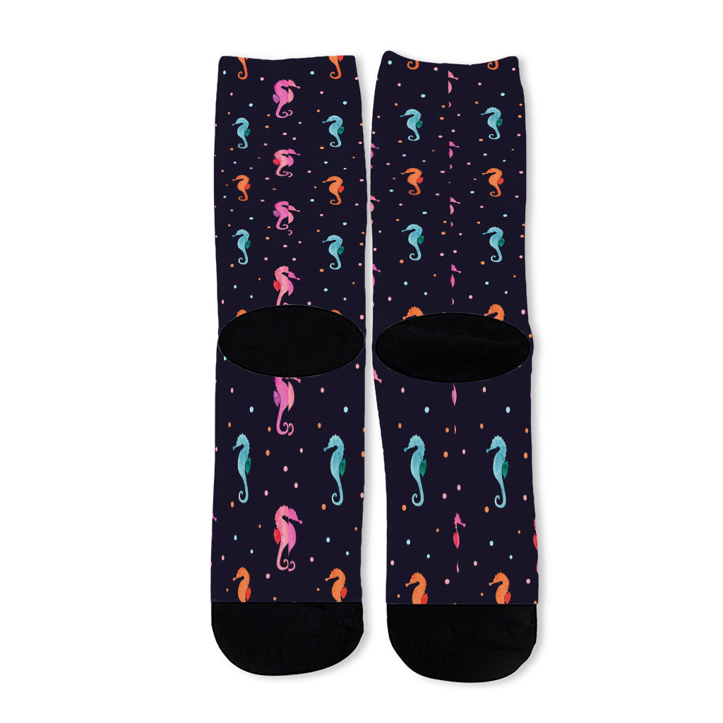 Colorful Seahorse Pattern Print Long Socks