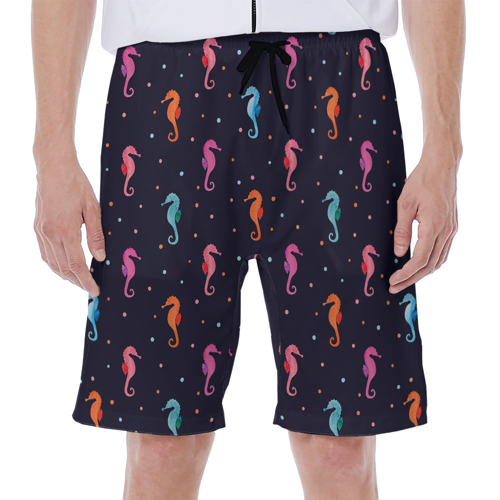 Colorful Seahorse Pattern Print Men's Beach Shorts