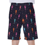 Colorful Seahorse Pattern Print Men's Beach Shorts