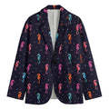 Colorful Seahorse Pattern Print Men's Blazer