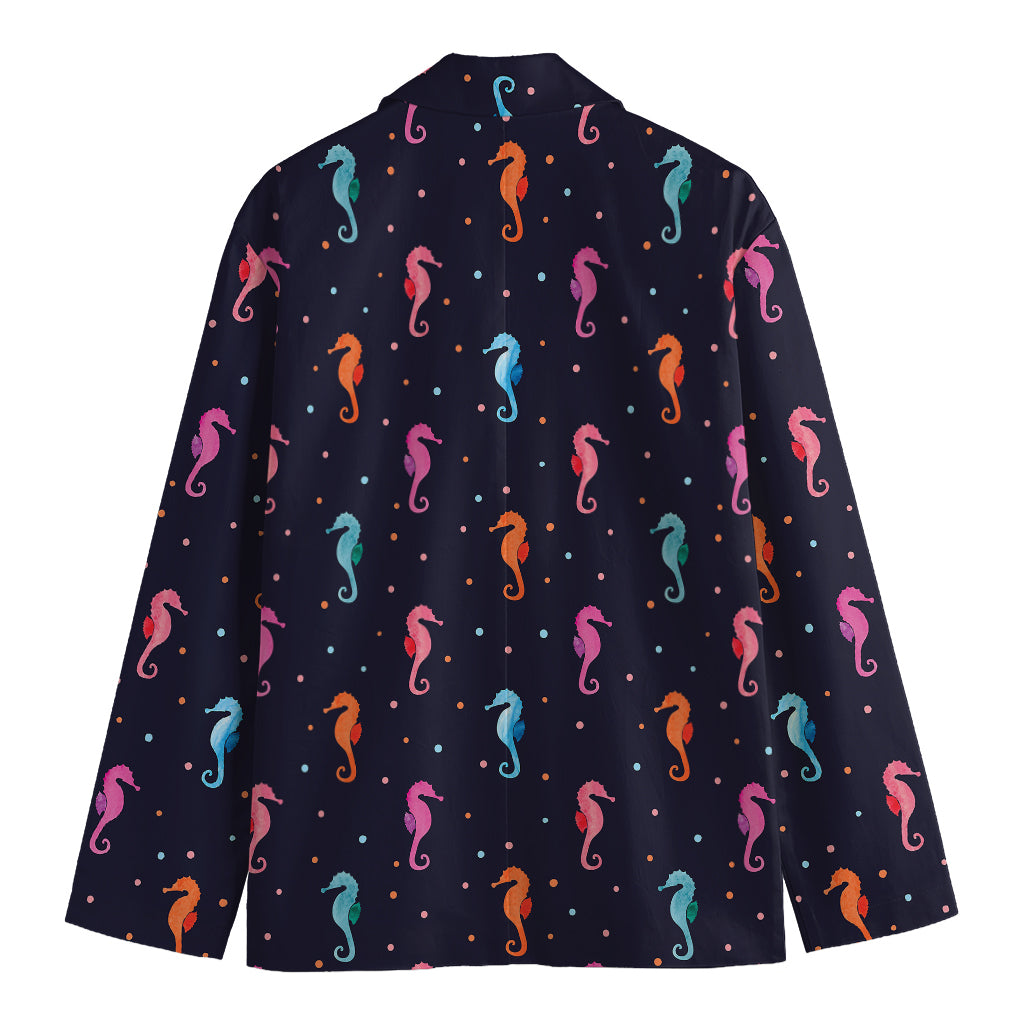 Colorful Seahorse Pattern Print Men's Blazer