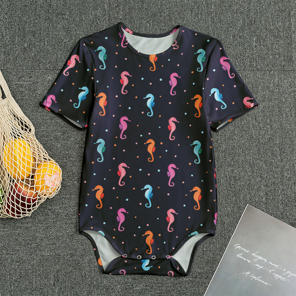 Colorful Seahorse Pattern Print Men's Bodysuit