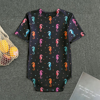 Colorful Seahorse Pattern Print Men's Bodysuit
