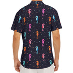 Colorful Seahorse Pattern Print Men's Deep V-Neck Shirt
