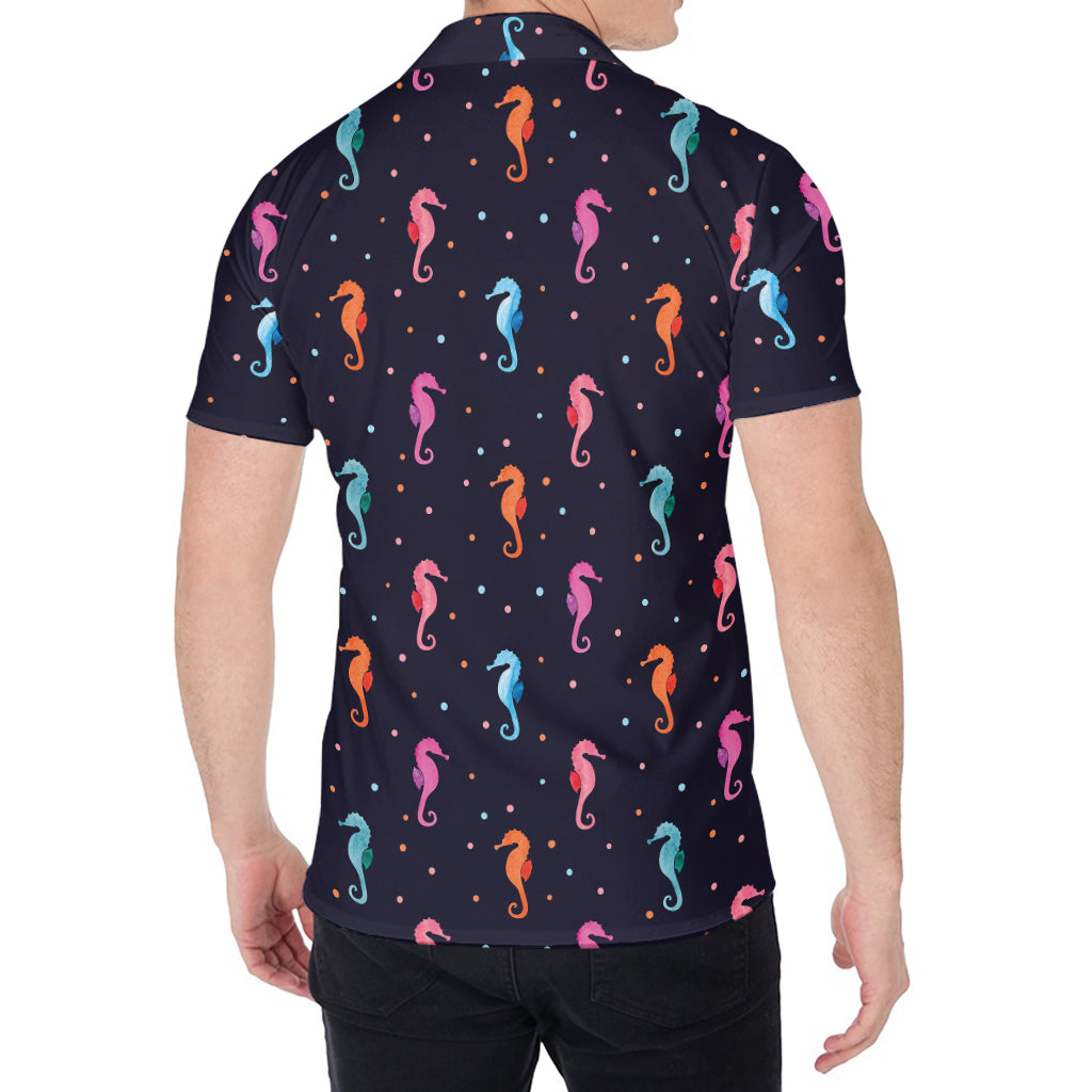 Colorful Seahorse Pattern Print Men's Shirt
