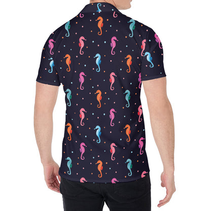 Colorful Seahorse Pattern Print Men's Shirt