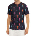 Colorful Seahorse Pattern Print Men's Short Sleeve Rash Guard