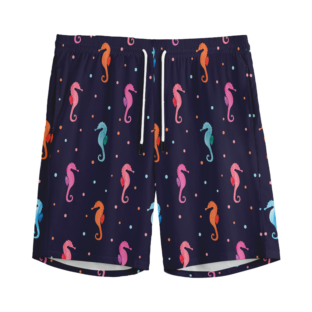 Colorful Seahorse Pattern Print Men's Sports Shorts