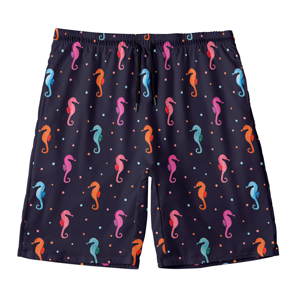 Colorful Seahorse Pattern Print Men's Swim Trunks