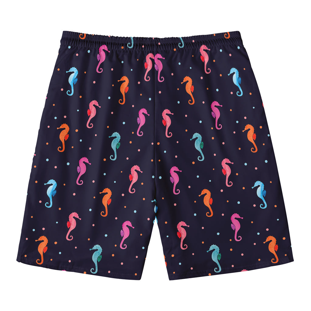 Colorful Seahorse Pattern Print Men's Swim Trunks