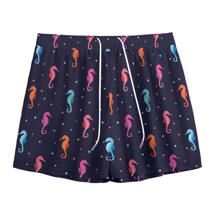 Colorful Seahorse Pattern Print Mesh Shorts