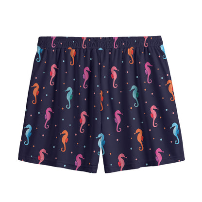 Colorful Seahorse Pattern Print Mesh Shorts