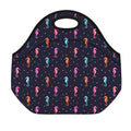 Colorful Seahorse Pattern Print Neoprene Lunch Bag