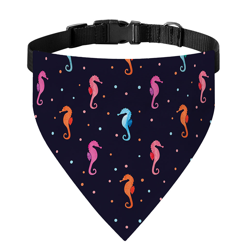 Colorful Seahorse Pattern Print Over The Collar Dog Bandana