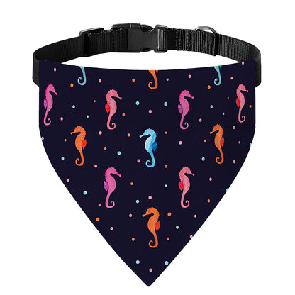 Colorful Seahorse Pattern Print Over The Collar Dog Bandana