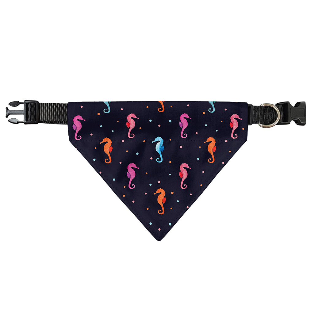 Colorful Seahorse Pattern Print Over The Collar Dog Bandana