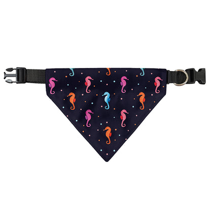Colorful Seahorse Pattern Print Over The Collar Dog Bandana