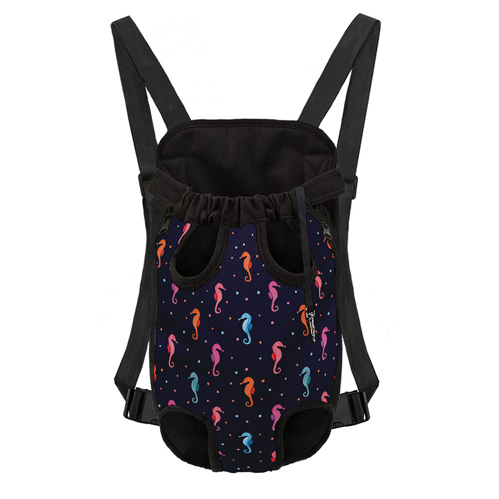 Colorful Seahorse Pattern Print Pet Carrier Backpack