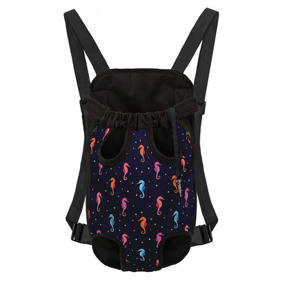 Colorful Seahorse Pattern Print Pet Carrier Backpack