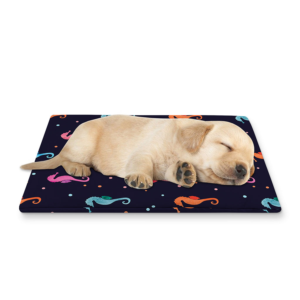 Colorful Seahorse Pattern Print Pet Cooling Mat Cover