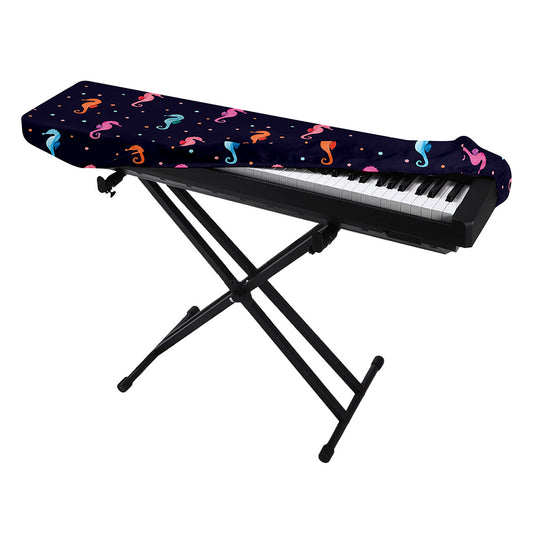 Colorful Seahorse Pattern Print Piano Keyboard Cover