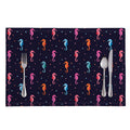 Colorful Seahorse Pattern Print Placemat