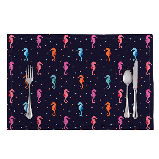 Colorful Seahorse Pattern Print Placemat