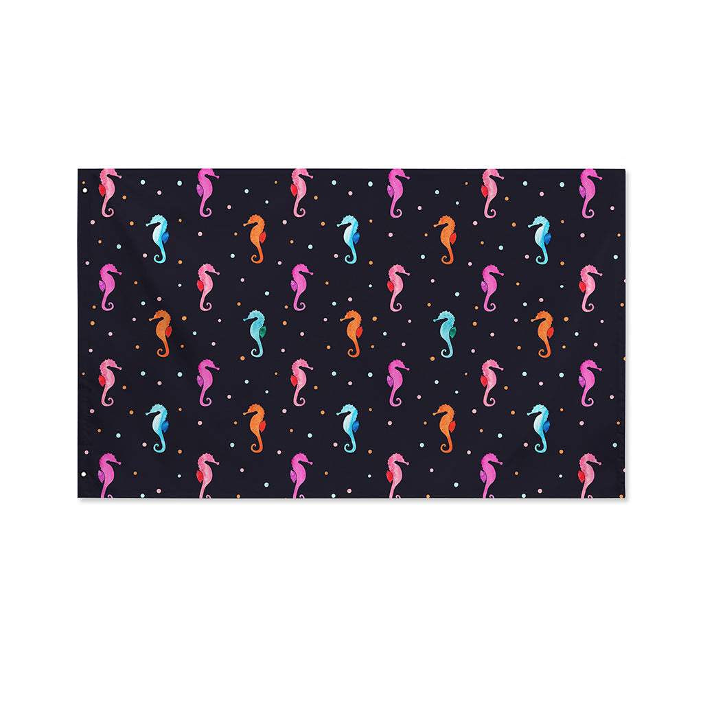Colorful Seahorse Pattern Print Polyester Flag