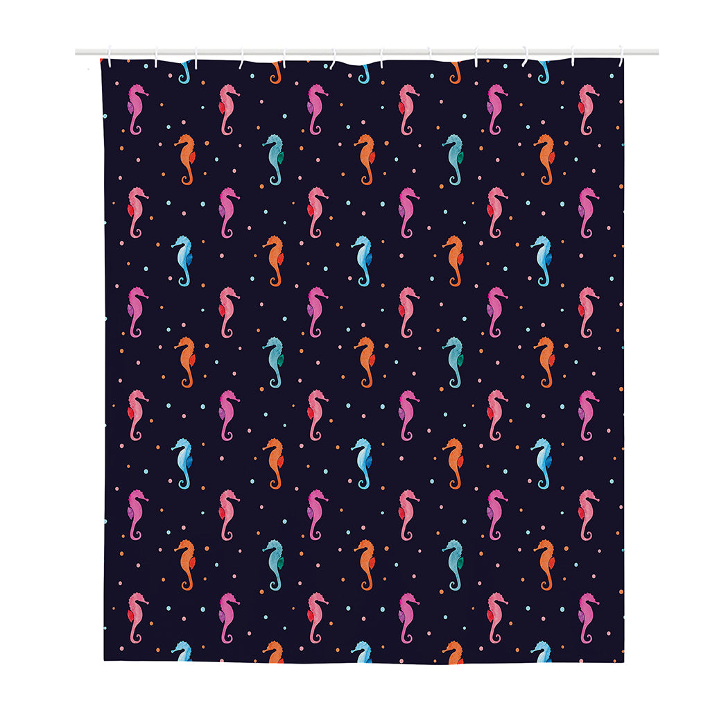 Colorful Seahorse Pattern Print Polyester Shower Curtain