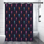 Colorful Seahorse Pattern Print Premium Shower Curtain