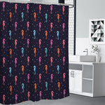 Colorful Seahorse Pattern Print Premium Shower Curtain