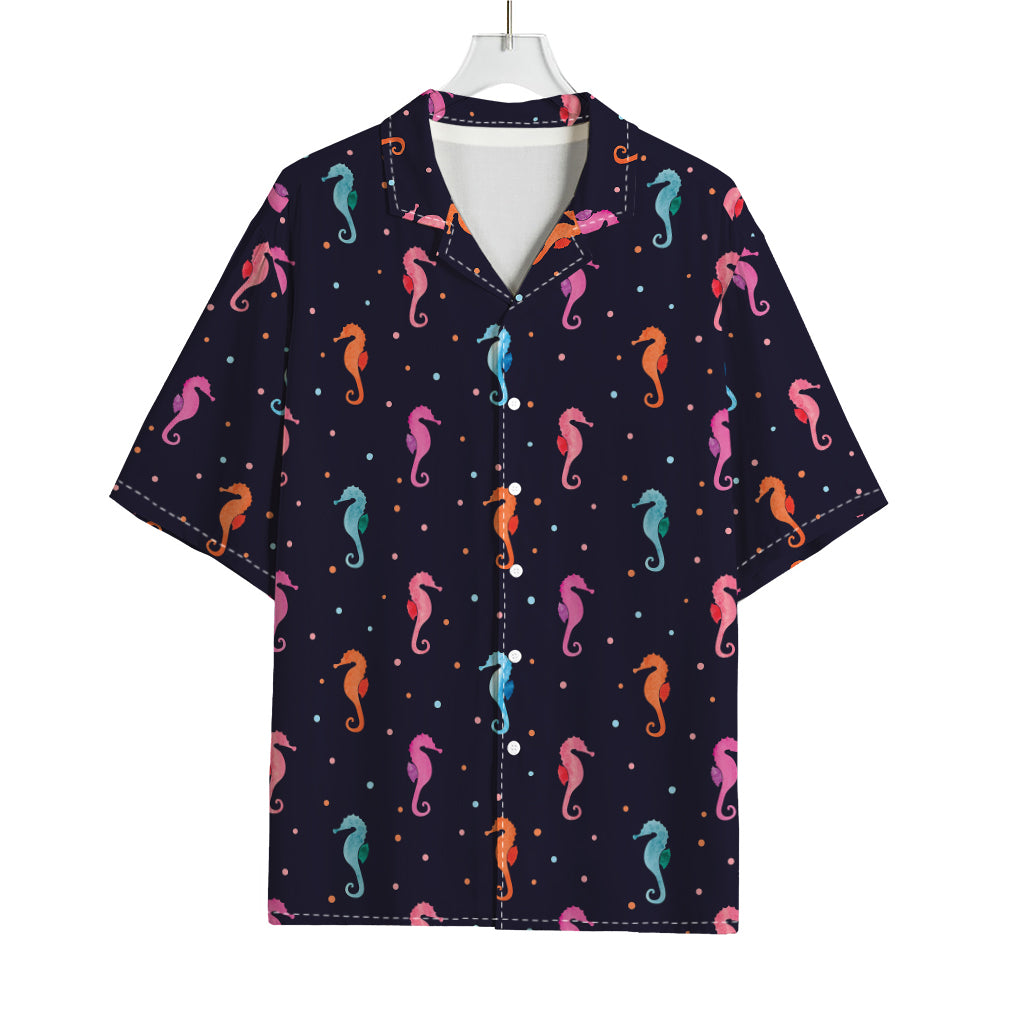 Colorful Seahorse Pattern Print Rayon Hawaiian Shirt