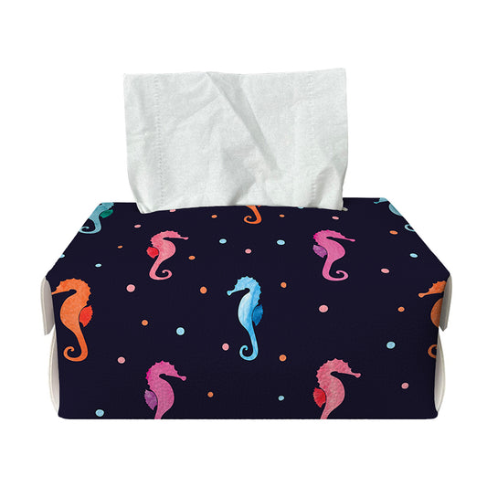 Colorful Seahorse Pattern Print Rectangle Tissue Box Cover