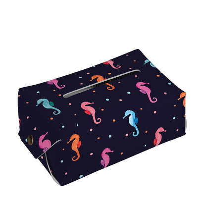 Colorful Seahorse Pattern Print Rectangle Tissue Box Cover